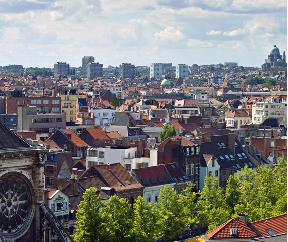 Vue du centre de Bruxelles, quartier résidentiel pour colocation jeunes actifs